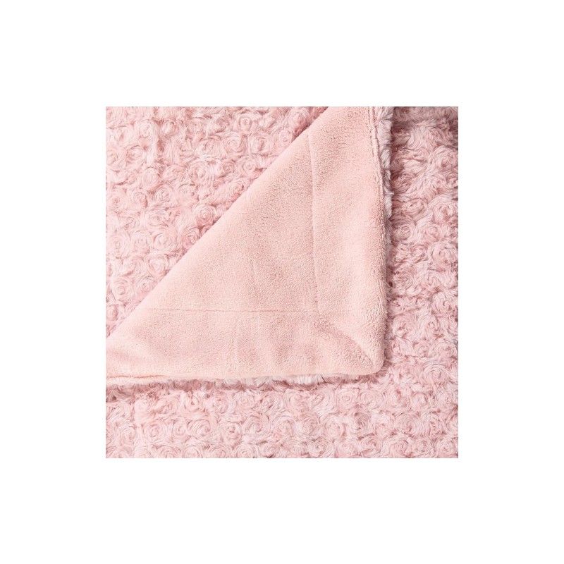 Plaid rose effet fourrure bouclée 120x160
