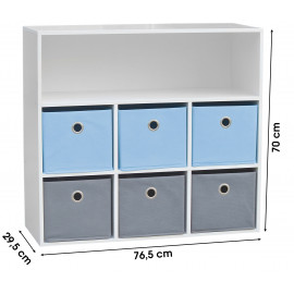 Meuble de rangement pour Garçon 6 paniers + 1 niche Bleu et Gris 2