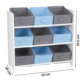 Meuble de rangement pour garçon 9 paniers Bleu et Gris 2
