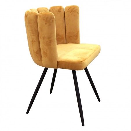 Chaise Ariel Velours Jaune Home Deco Factory