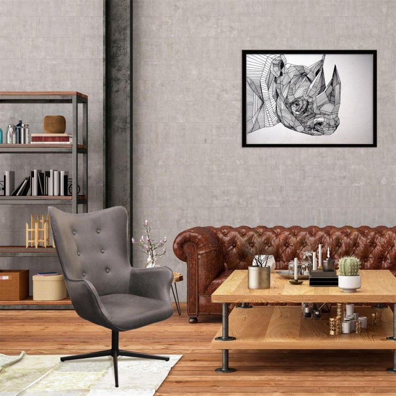 Fauteuil Helsinki PU Gris Home Deco Factory