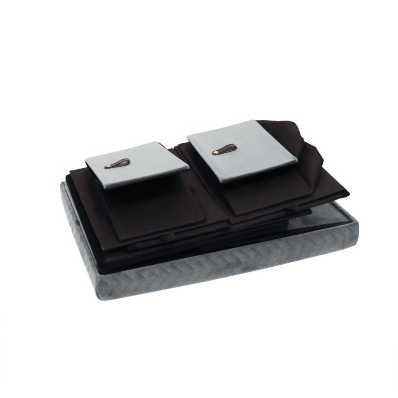 Banc Pliable 2 Tiroirs Velours Gris Home Deco Factory