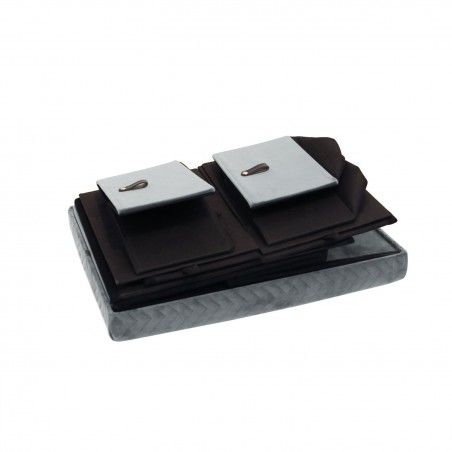 Banc Pliable 2 Tiroirs Velours Gris Home Deco Factory