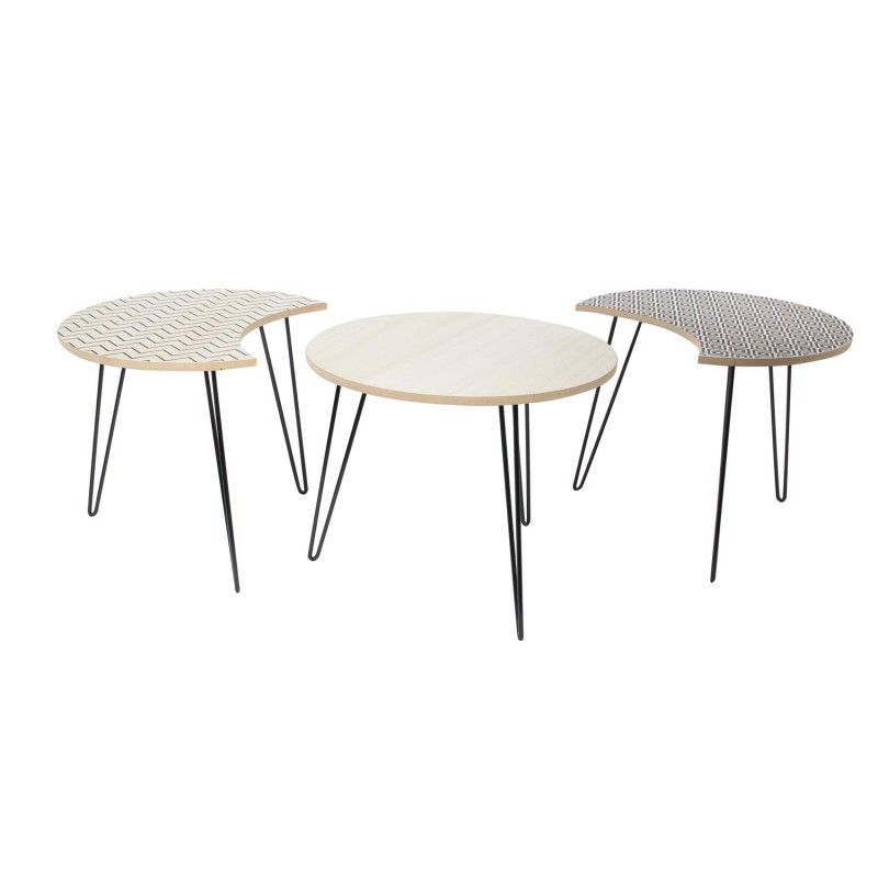 Set De 3 Tables Basses Gris Home Deco Factory