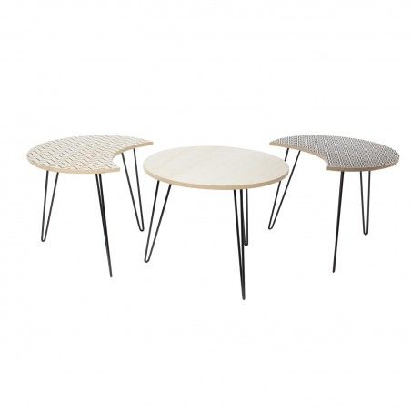 Set De 3 Tables Basses Gris Home Deco Factory