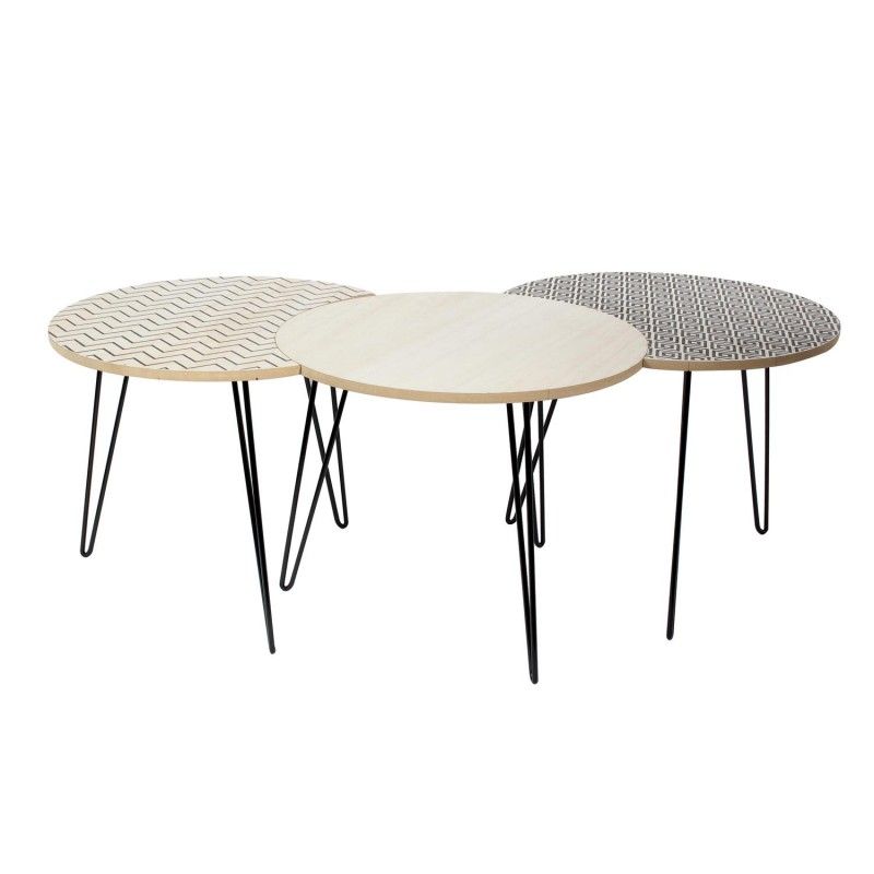 Set De 3 Tables Basses Gris Home Deco Factory