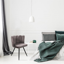 Chaise Ariel Velours Gris Home Deco Factory 2