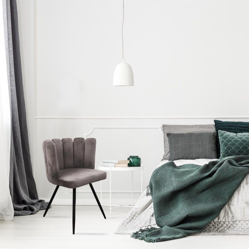 Chaise Ariel Velours Gris Home Deco Factory