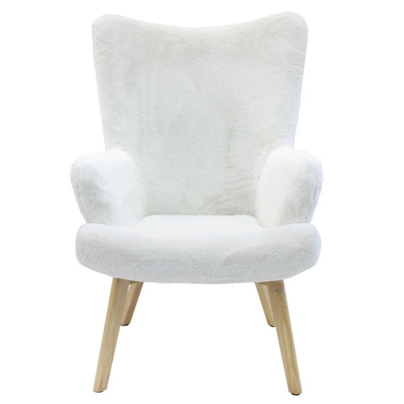 Fauteuil Helsinki Fourrure Blanc Home Deco Factory