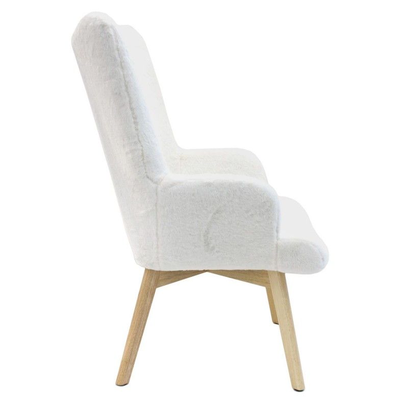 Fauteuil Helsinki Fourrure Blanc Home Deco Factory