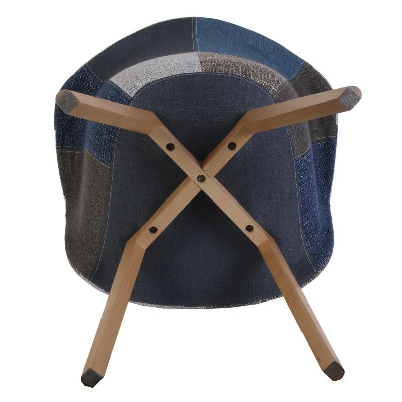 Lot de 2 Fauteuils Patchwork Bleu Gris Home Deco Factory