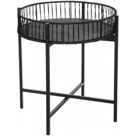 Lot De 2 Tables A Café Osier Noir Atmosphera
