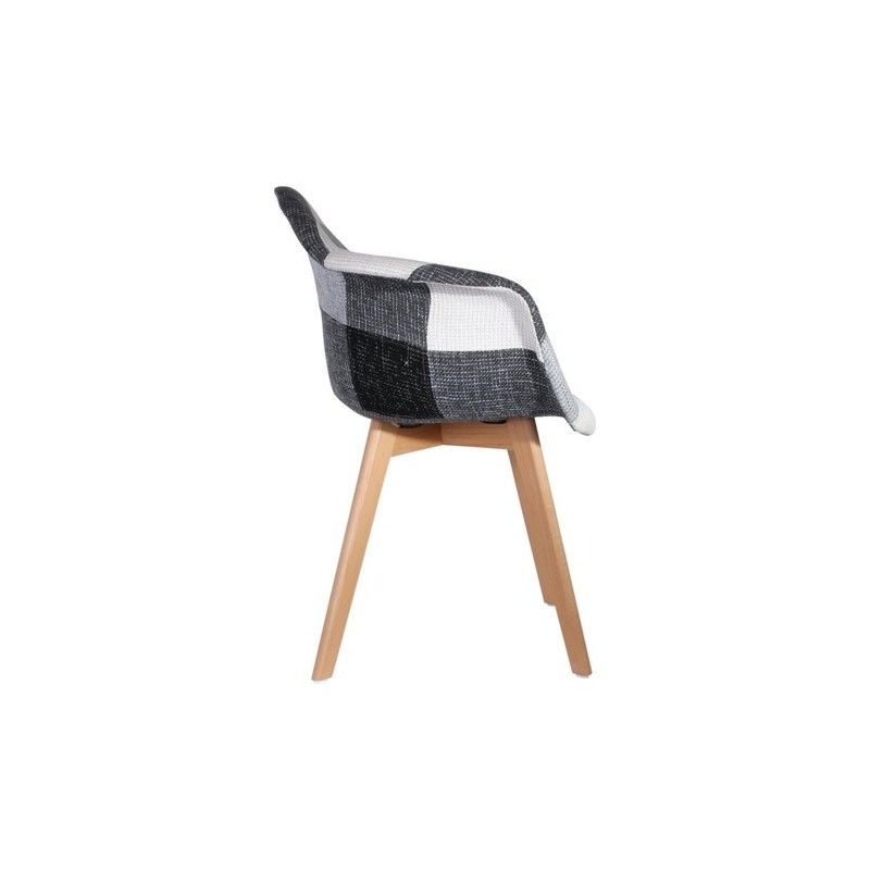 Fauteuil scandinave patchwork Gris