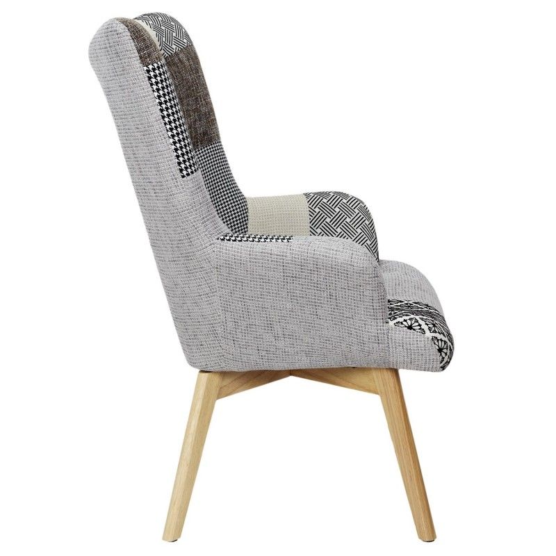 Fauteuil Helsinki Patchwork Gris Home Deco Factory