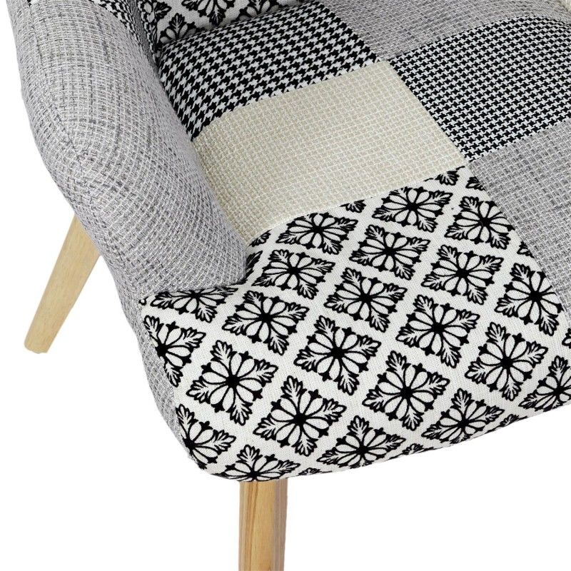 Fauteuil Helsinki Patchwork Gris Home Deco Factory