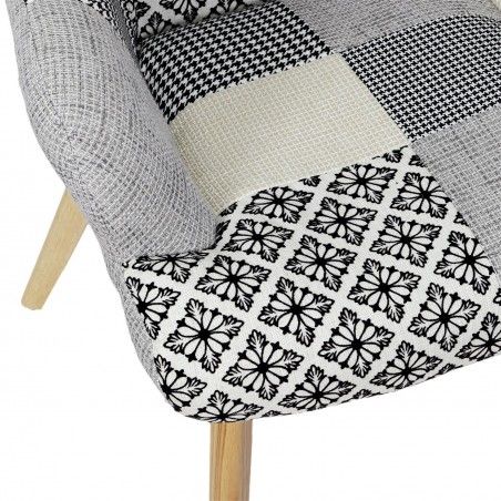 Fauteuil Helsinki Patchwork Gris Home Deco Factory