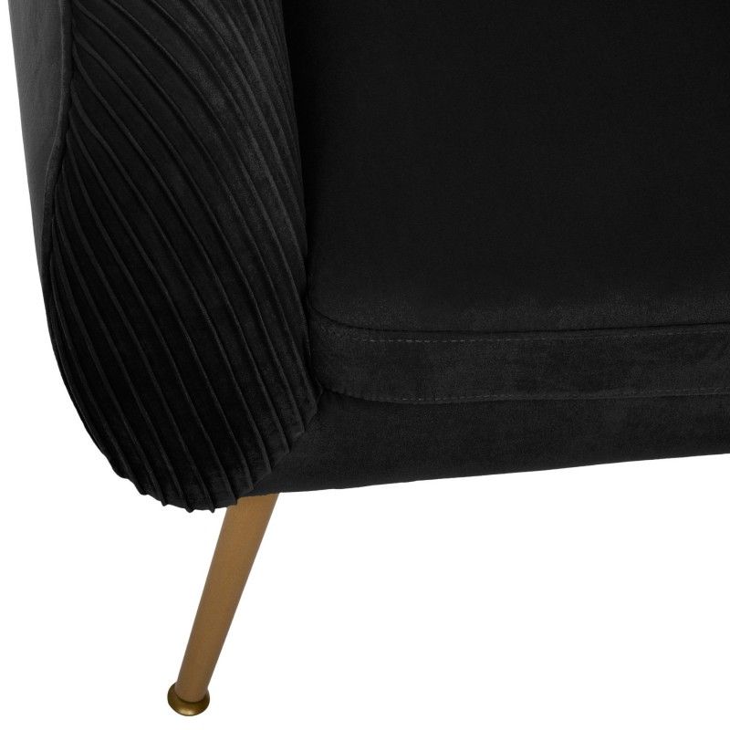 Fauteuil Velours Plisse Noir Solaro Atmosphera