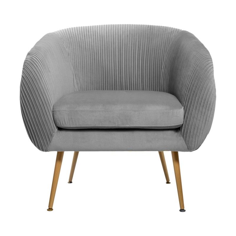 Fauteuil Velours Plisse Gris Solaro Atmosphera