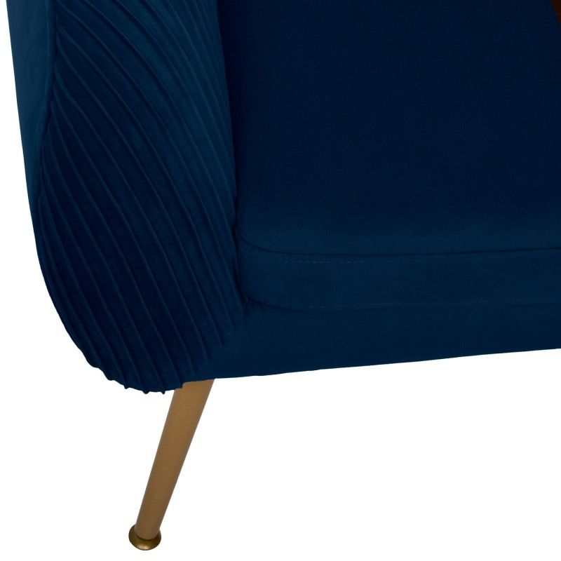 Fauteuil Velours Plisse Bleu Solaro Atmosphera