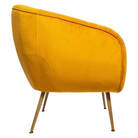 Fauteuil Velours Plisse Ocre Jaune Solaro Atmosphera