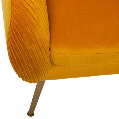Fauteuil Velours Plisse Ocre Jaune Solaro Atmosphera