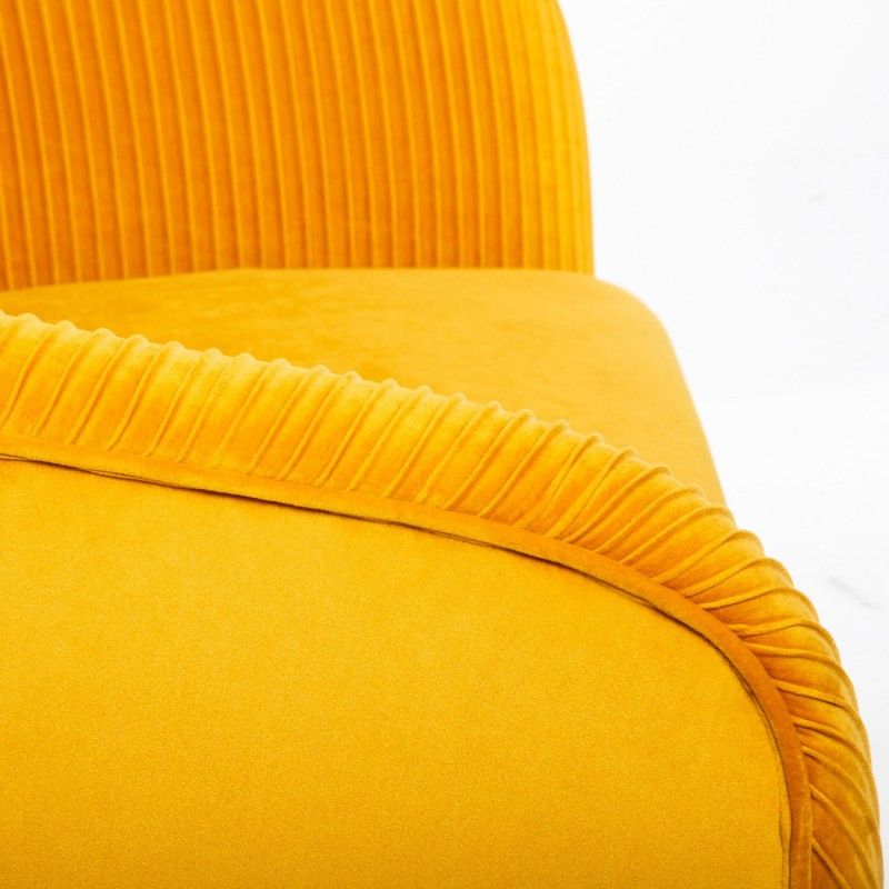 Fauteuil Velours Plisse Ocre Jaune Solaro Atmosphera