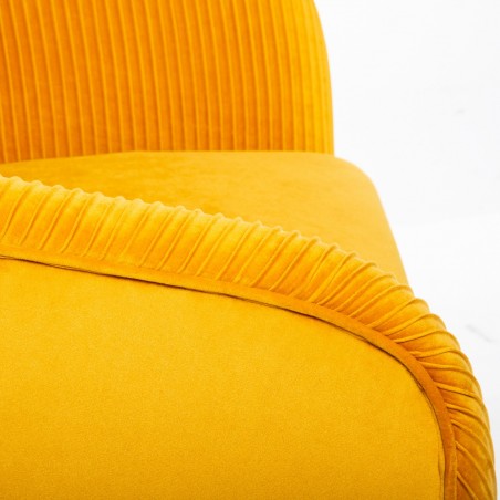 Fauteuil Velours Plisse Ocre Jaune Solaro Atmosphera