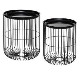 Lot De 2 Tables A Café Filaires Métal Noir Atmosphera