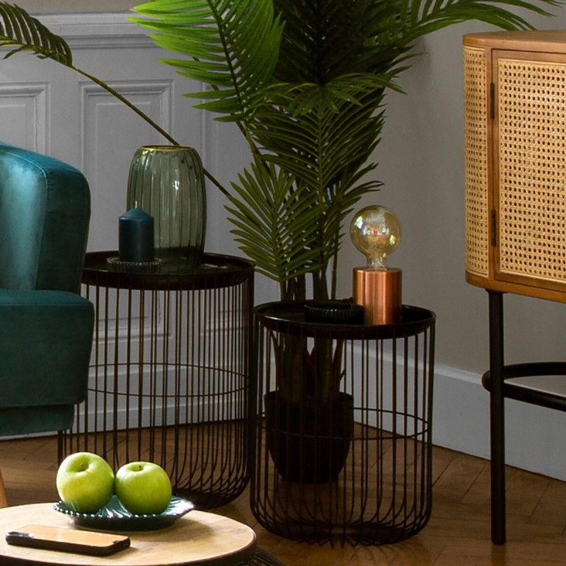 Lot De 2 Tables A Café Filaires Métal Noir Atmosphera