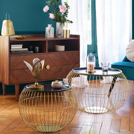 Lot De Tables En Métal Filaires Dore Atmosphera