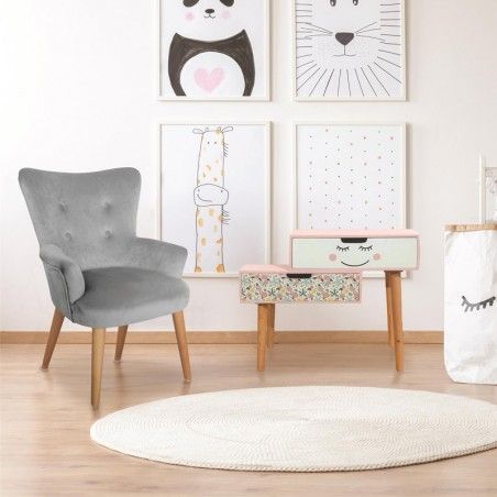 Fauteuil Helsinki Patchwork enfant Gris Home Deco factory