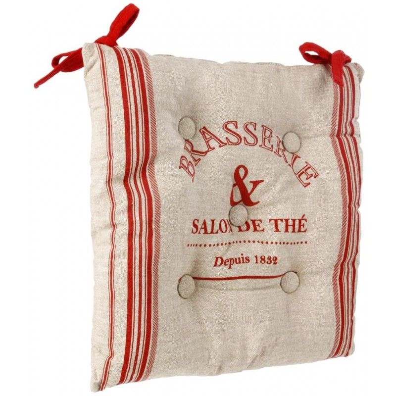 Lot De 6 Galettes De chaises Bistrot Rouge Atmosphera