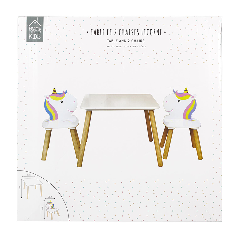 Table et 2 chaises Licorne Lily Home Deco Kids