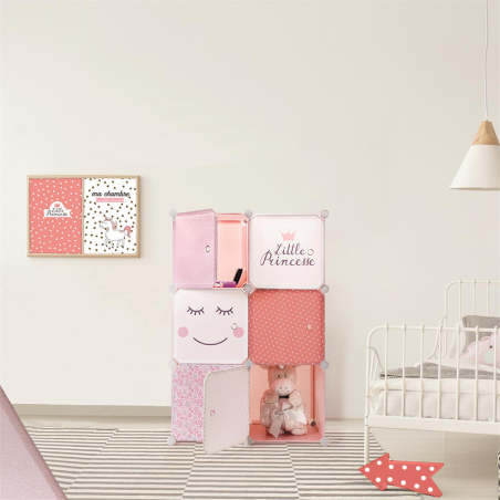 Rangement armoire modulable 6 cubes fille Home Deco Kids