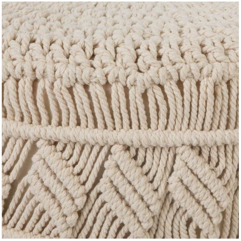 Tabouret Macrame Été Indien Beige Atmosphera