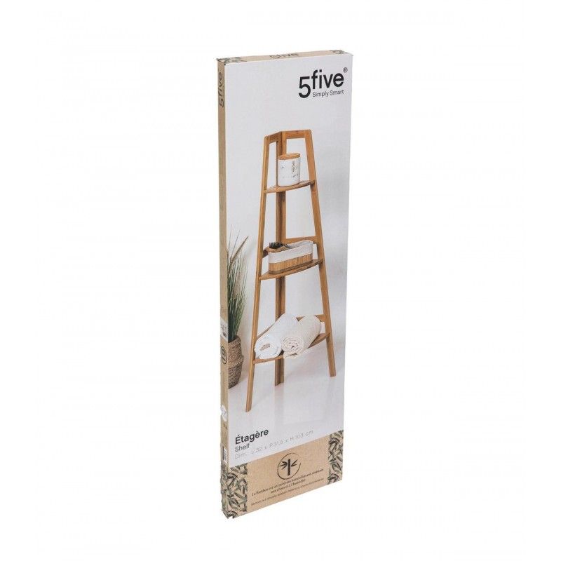 Étagère Angle Salle De Bain 3 Niveau Bambou Five