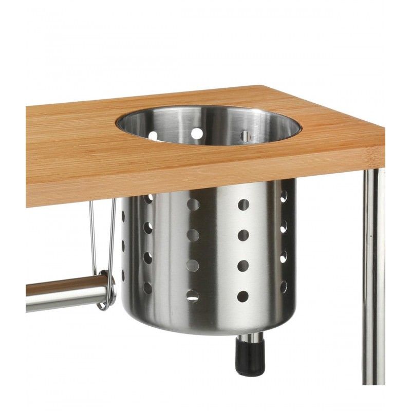 Étagère Multi-usage 3 En 1 Bambou Et Inox Secret De Gourmet