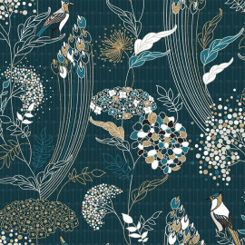 Parure De Lit Art Déco Paon 240x220 Bleu Canard Atmosphera 2