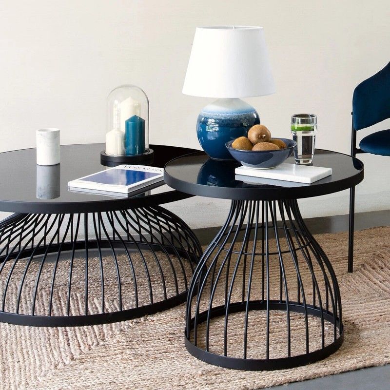 Table Basse En Verre D 90 Kushi Noire Atmosphera