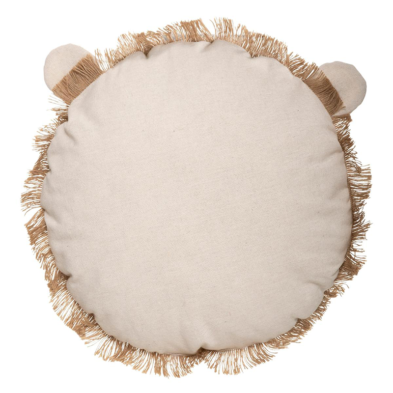 Coussin lion franges Beige Atmosphera