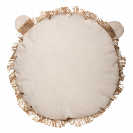 Coussin lion franges Beige Atmosphera
