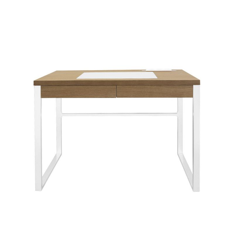 Bureau En Bois Et Métal Blanc Home Deco Factory