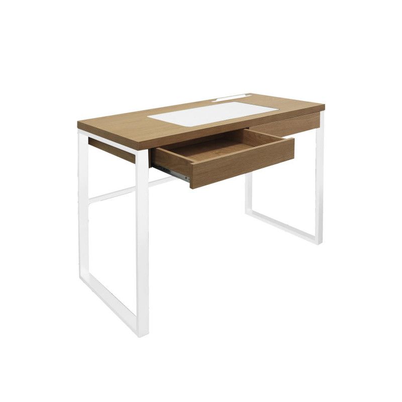 Bureau En Bois Et Métal Blanc Home Deco Factory