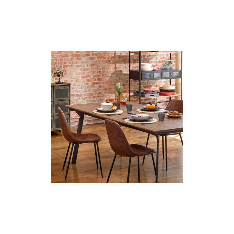 Lot de 2 Chaises Vladi Effet Cuir Marron Atmosphera