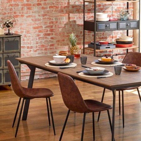 Lot de 2 Chaises Vladi Effet Cuir Marron Atmosphera