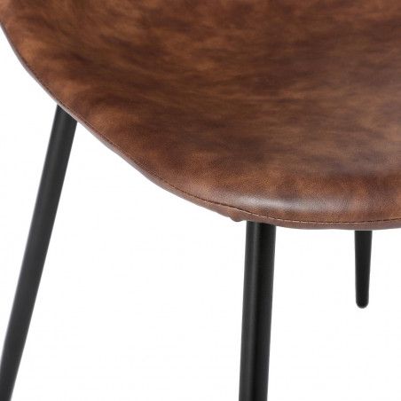 Lot de 2 Chaises Vladi Effet Cuir Marron Atmosphera