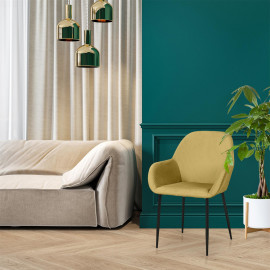 Lot De 2 Fauteuils En Velours Côtelé Giulia Jaune Home Deco Factory 2