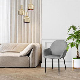 Lot De 4 Fauteuils Velours Côtelé Giulia Gris Home Deco Factory 2