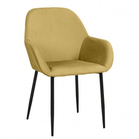 Lot De 6 Fauteuils Velours Côtelé Giulia Jaune Home Deco Factory