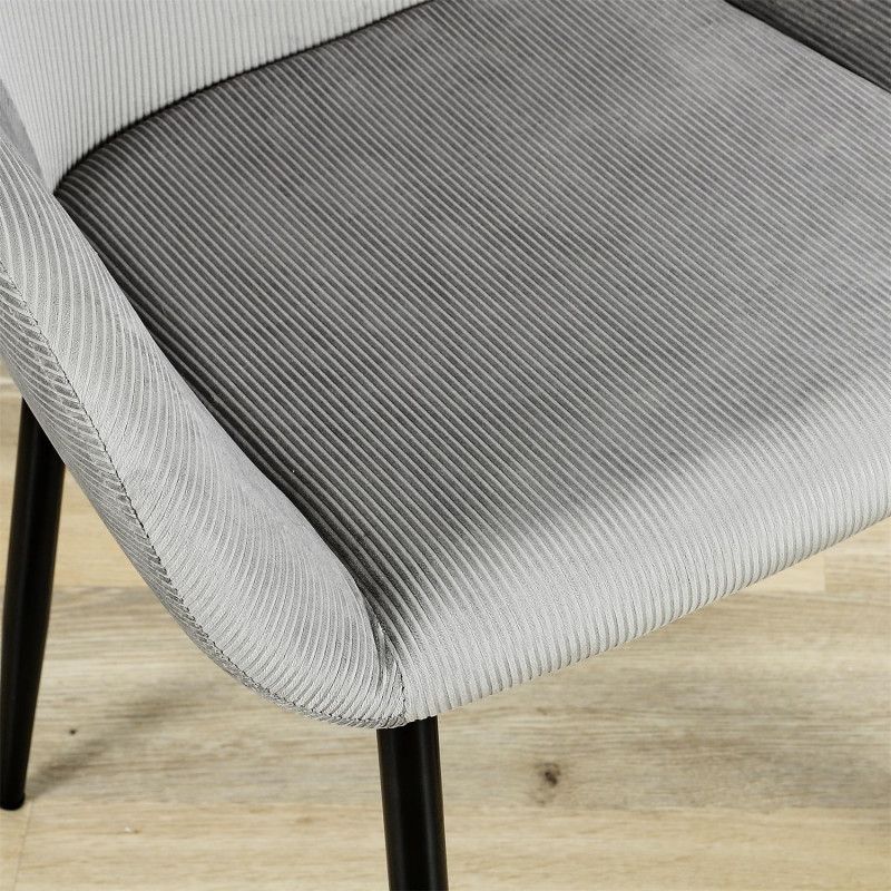 Lot De 4 Fauteuils Velours Côtelé Giulia Gris Home Deco Factory